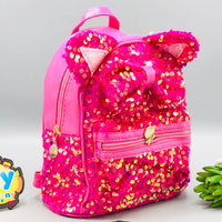 7.5* Inches Girls Fancy Kitty Backpack - Dark Pink