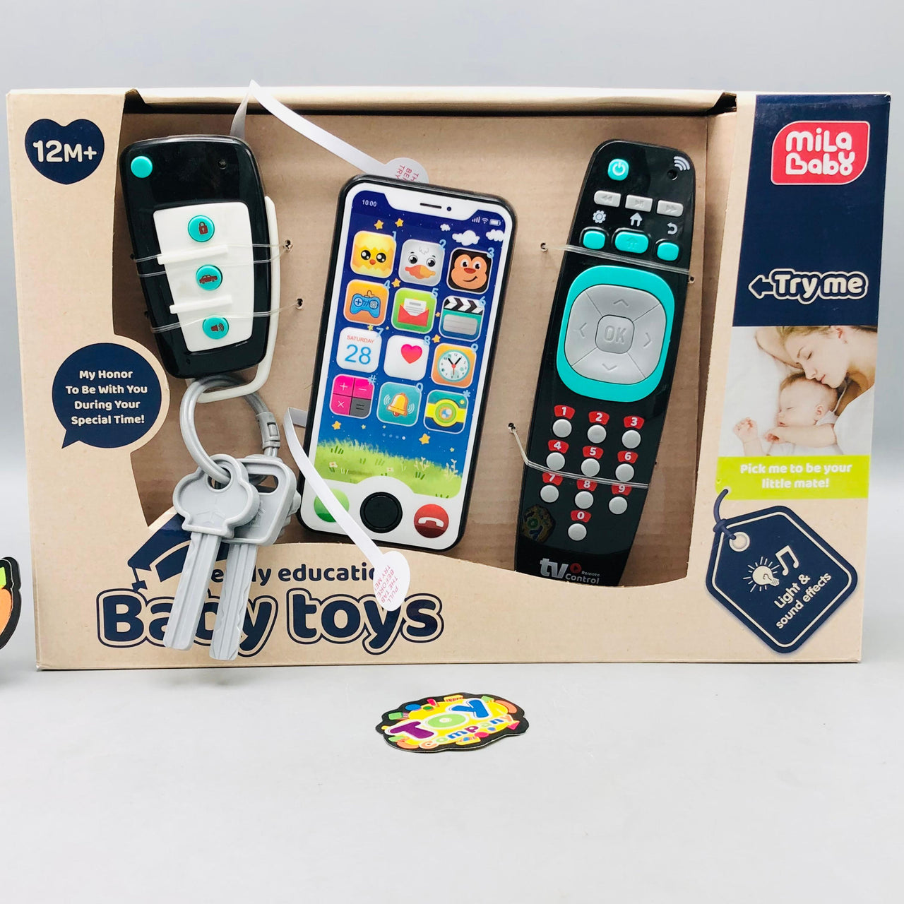 3Pcs Toddlers Musical Key Remote & Mobile Phone With Lights