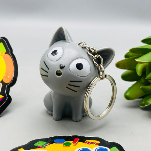 1Pc Cute Cat Keychain With Light & Sound