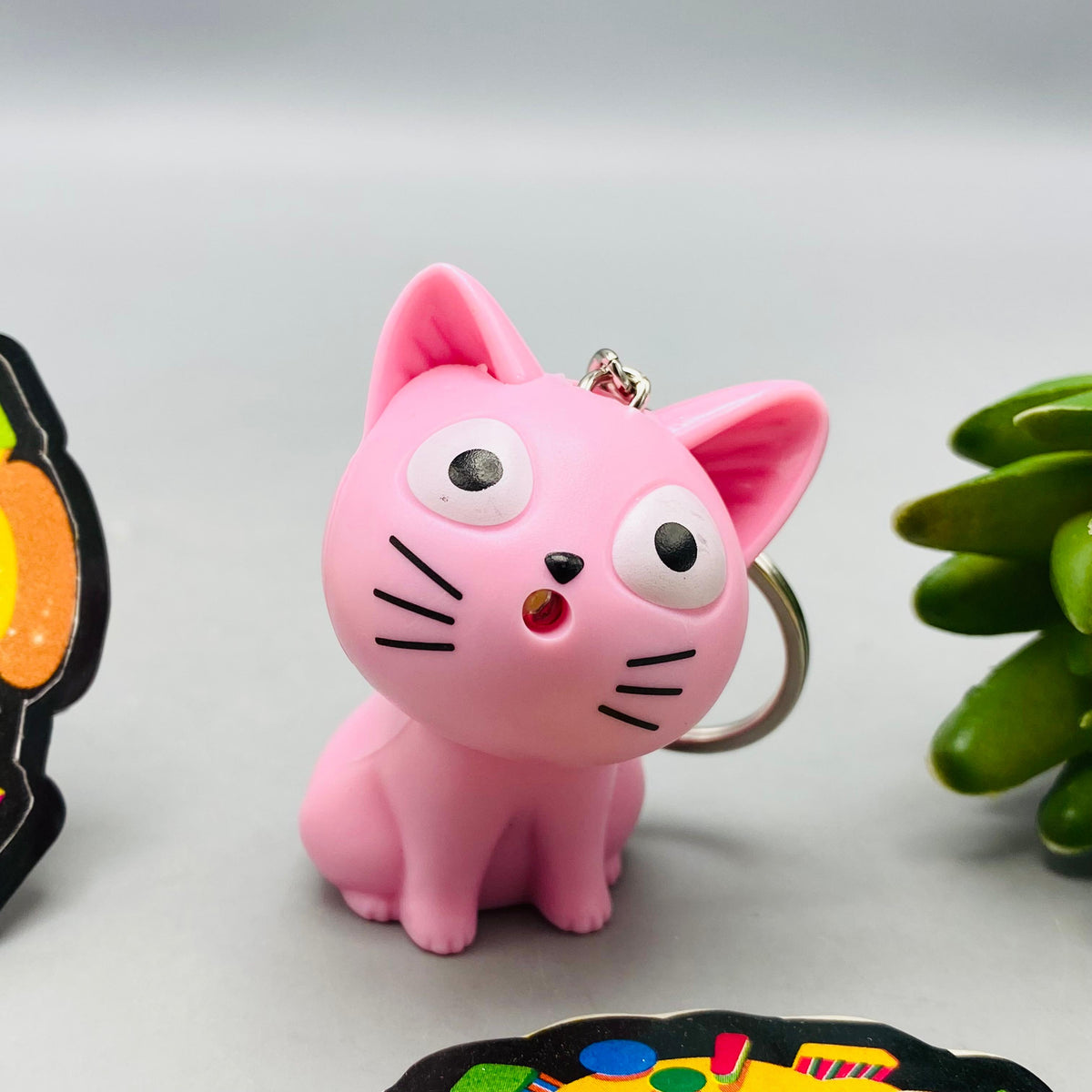 1Pc Cute Cat Keychain With Light & Sound