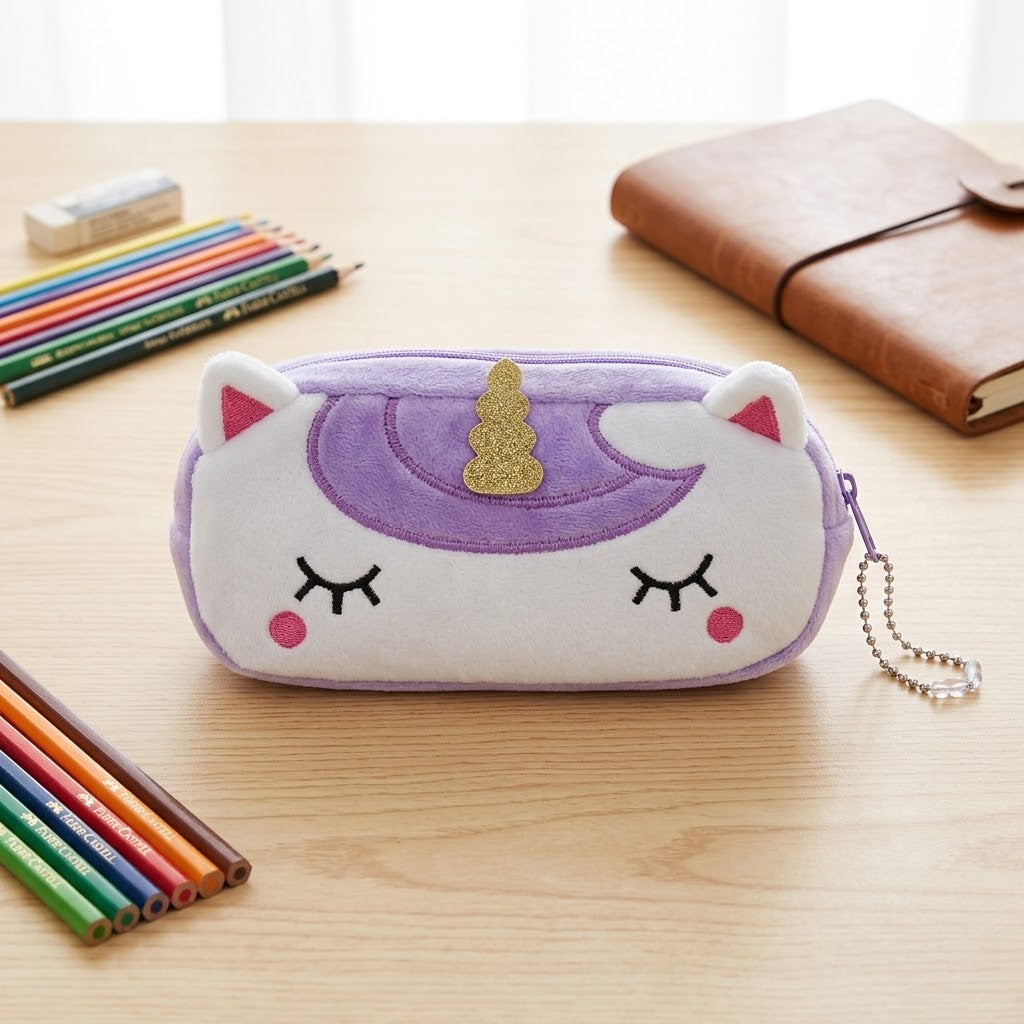1Pc Plush Cute Unicorn Pencil Pouch