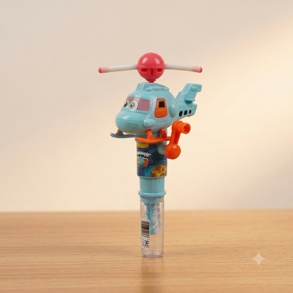1Pc Kids Mini Helicopter Bubble Blowing Stick With Light