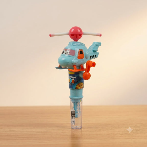 1Pc Kids Mini Helicopter Bubble Blowing Stick With Light