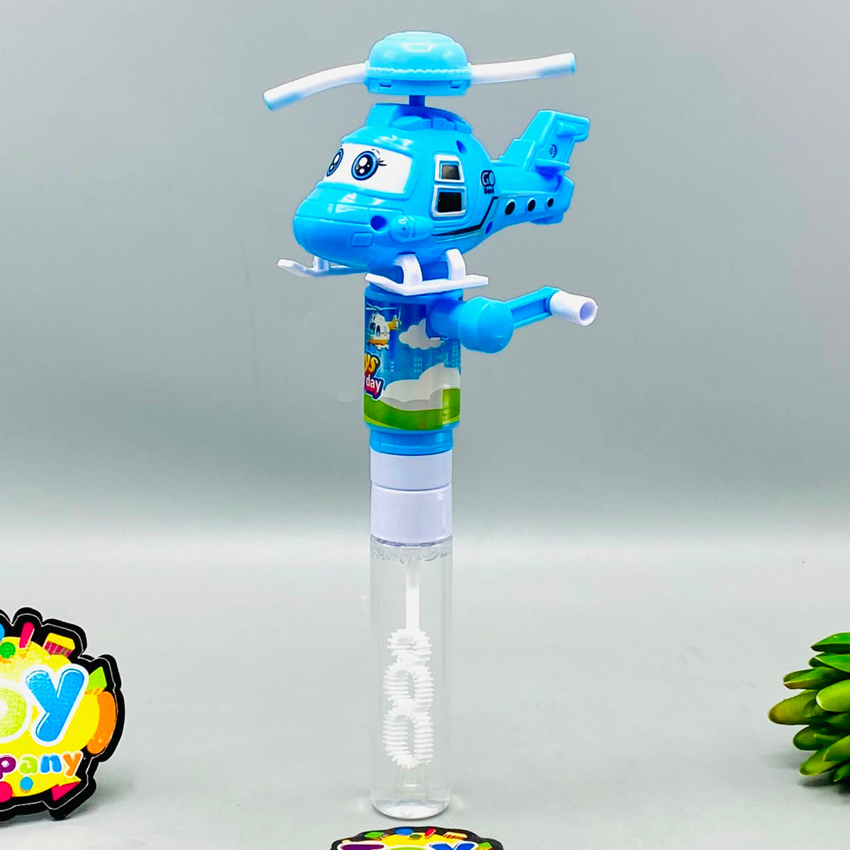 1Pc Kids Mini Helicopter Bubble Blowing Stick With Light