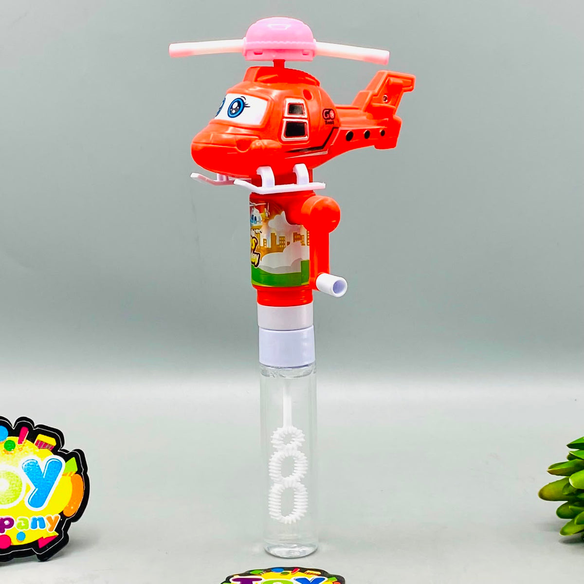 1Pc Kids Mini Helicopter Bubble Blowing Stick With Light