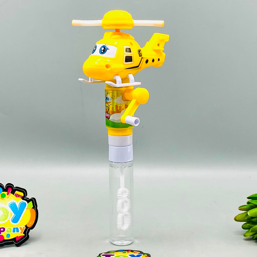 1Pc Kids Mini Helicopter Bubble Blowing Stick With Light