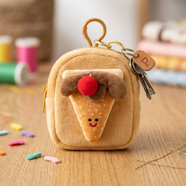 1Pc Premium Plush Dessert Slice Keychain Coin Pouch