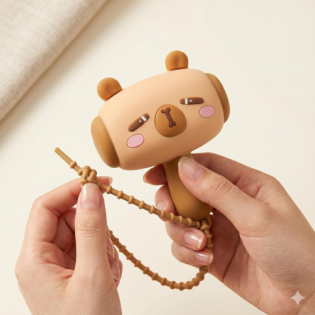 1Pc Silicon Capybara Keychain With Sound 