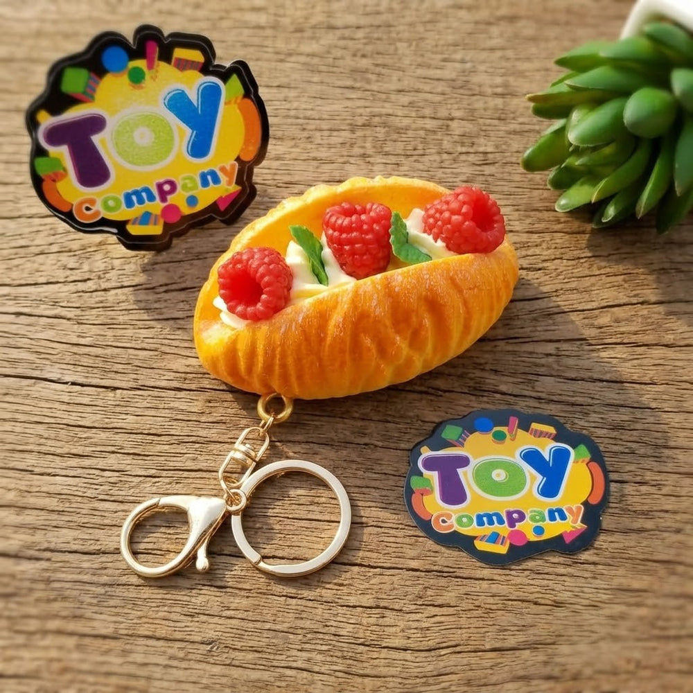 1Pc Squishy Raspberry Pastry Keychain