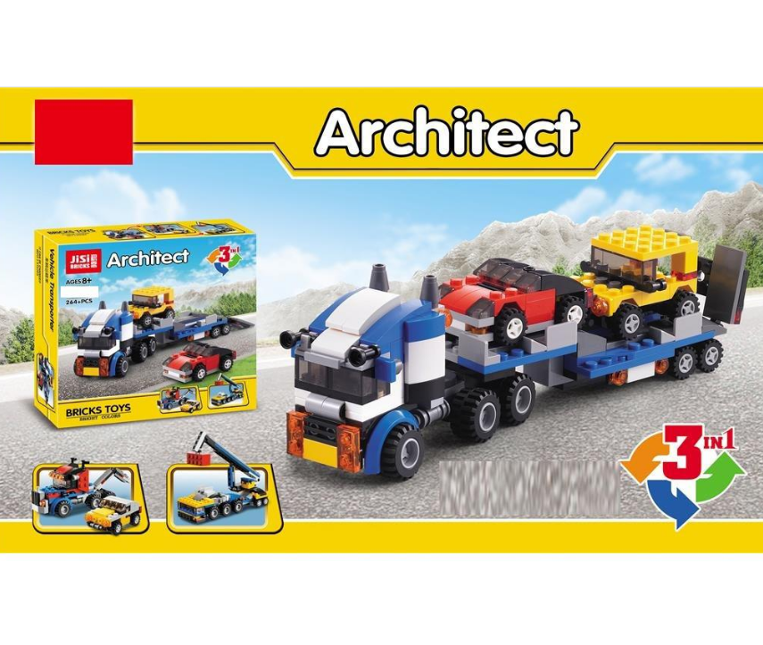 3in1 DIY Architect Transporter Vehicle Bricks Set - 264+Pcs