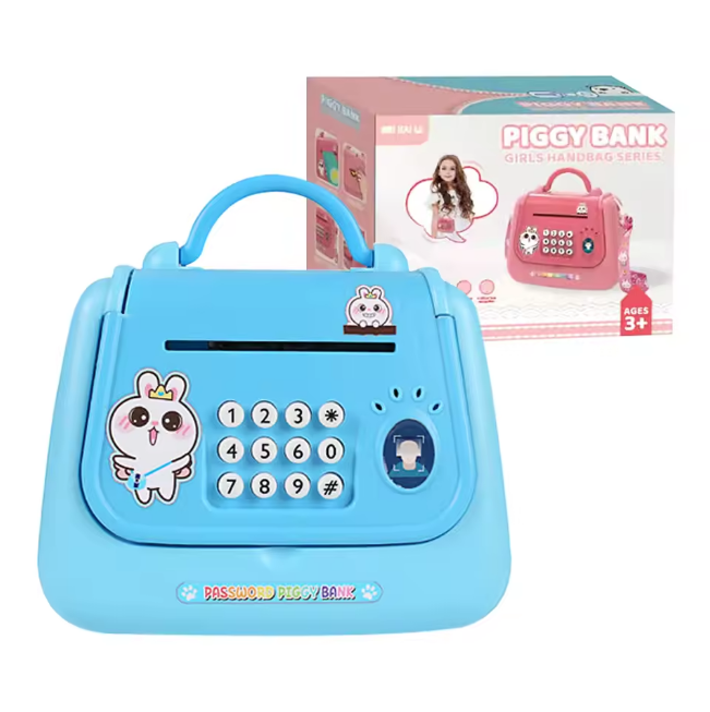Girls Handbag Design Piggy Bank - Blue
