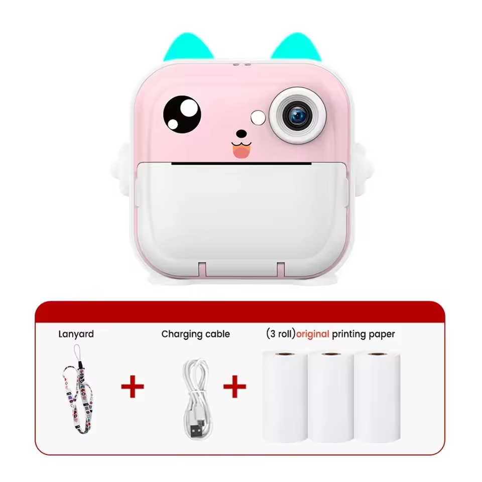 Kids Cute Bunny Shape Instant Print Camera - Pink