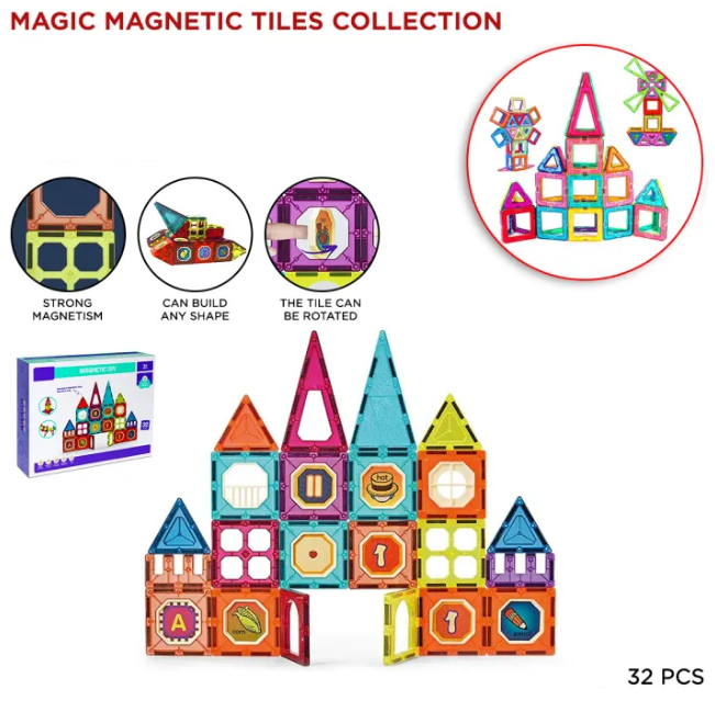 32Pcs DIY MagneticTiles Building Blocks