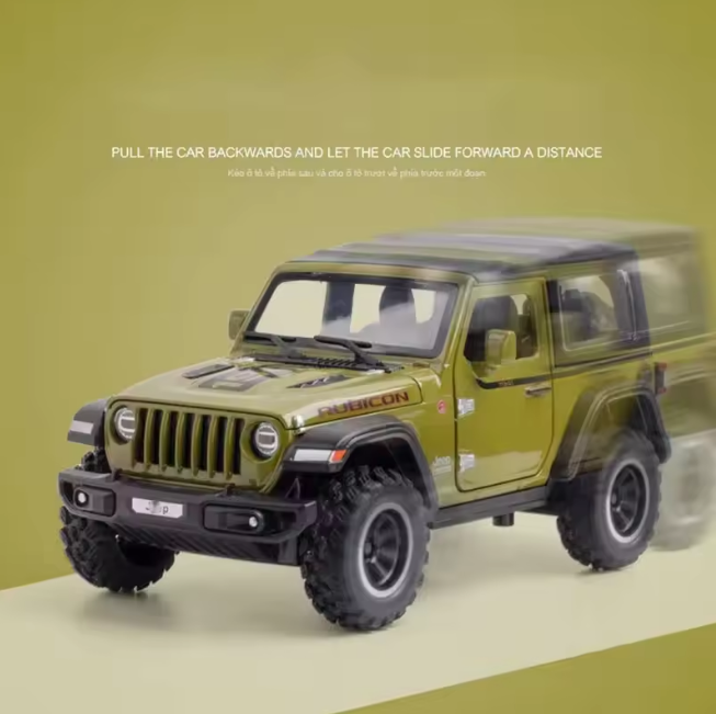 1:32 Diecast Rubicon Jeep With Acrylic Display Box - Green