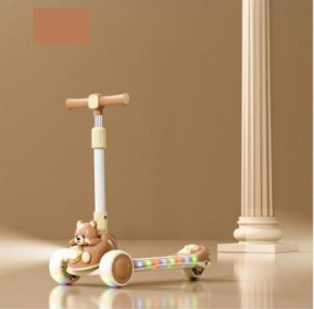 Bear Adjustable Height Kids Scooter With Light & Music - Brown