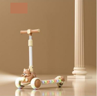 Bear Adjustable Height Kids Scooter With Light & Music - Brown