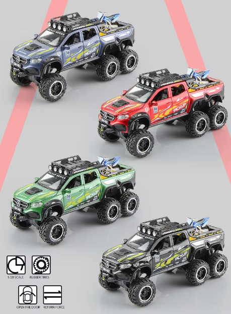 1:24 Diecast Mercedes X-Class 6X6 Pickup Truck With Mini Bike