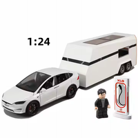 1:24 Diecast Tesla Model X With Trailer & Miniature