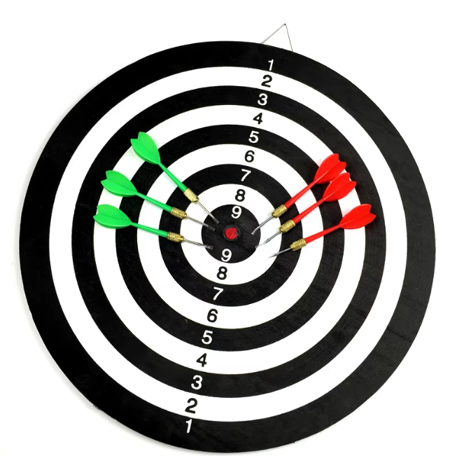 15" Professional & Leisure Double-Sided Dart Board - 6 Steel Tip Darts