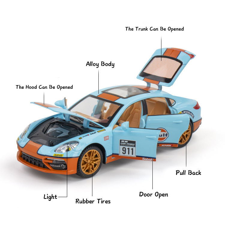 1:24 Diecast Porsche 911 Gulf Model With Acrylic Box