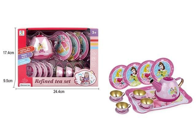 14Pcs Princess Themed Kids Metal Tea Set