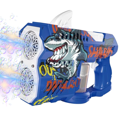 Electric Dual-Holes Shark Themed Colorful Bubble Gun