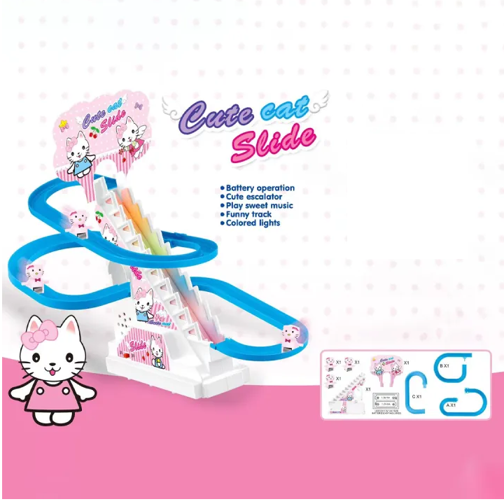 Electric Hello Kitty Slide Racing Track Set With Lights & Music