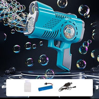 12 Holes Rechargeable Space Bubble Gun - Blue