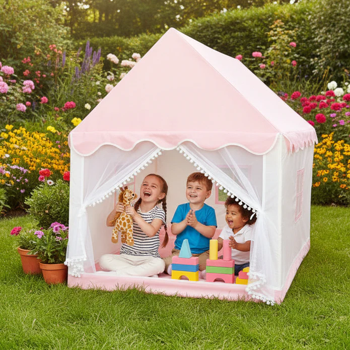 Kids Castle Play Tent House 125x98x130cm - Pink
