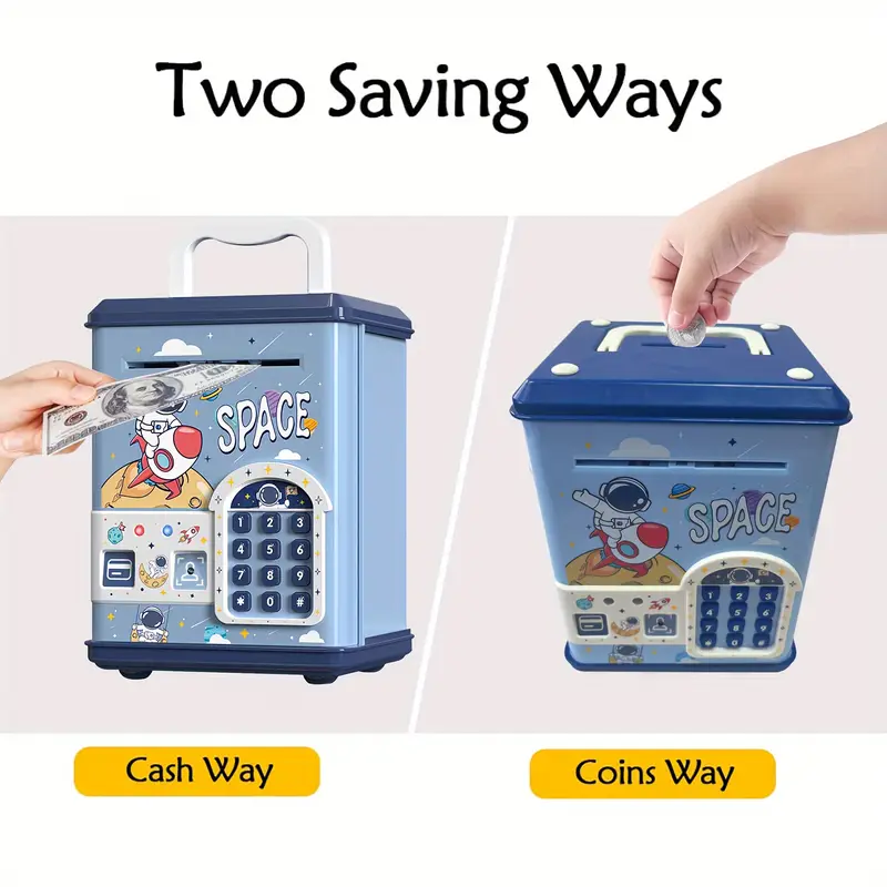 Spaceman Fingerprint & Swipe Card Unlock Piggy Bank