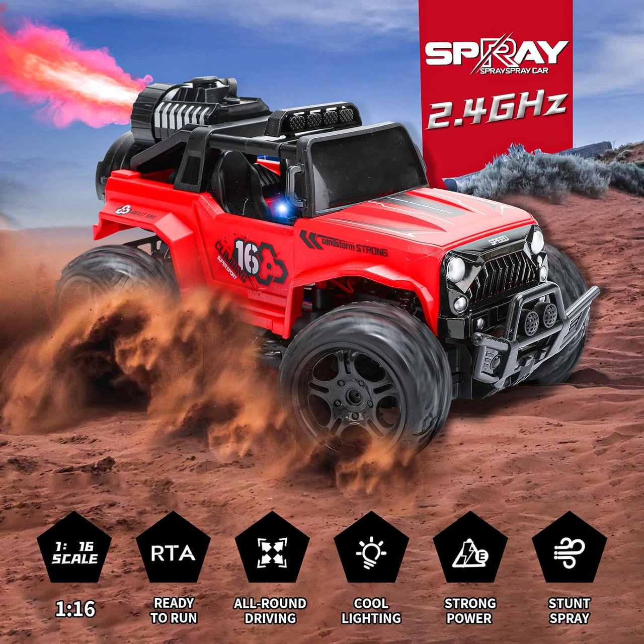 1:16 Remote Control Climbing Truck With Smoke