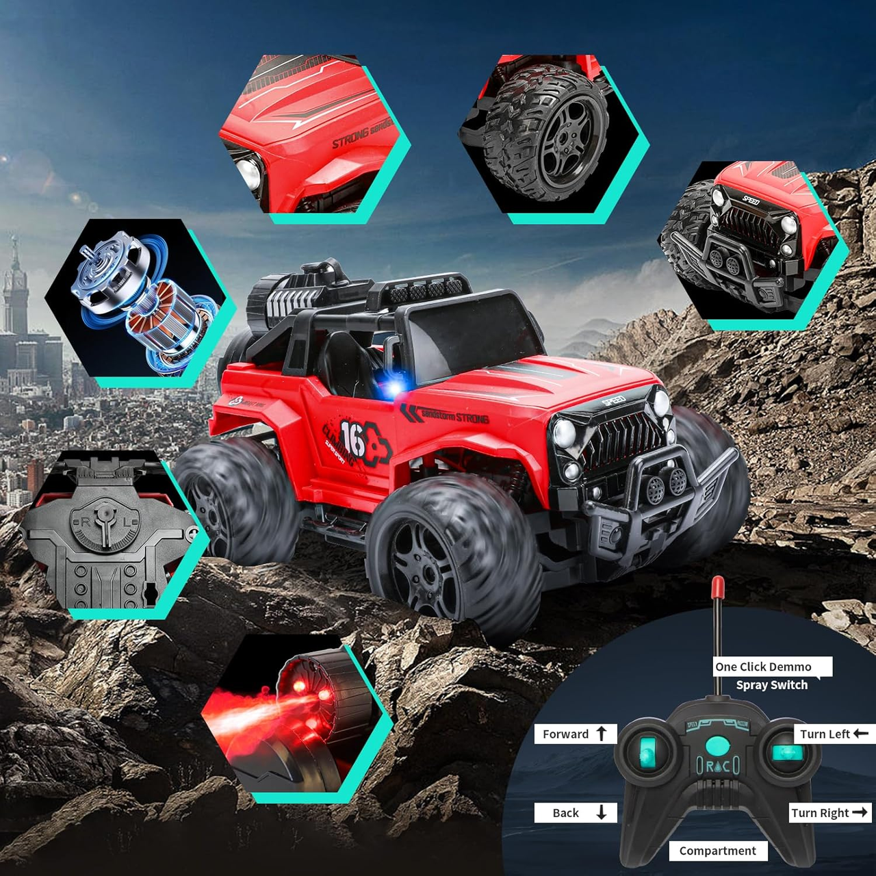 1:16 Remote Control Climbing Truck With Smoke