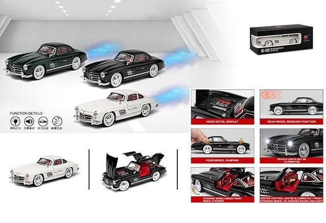 1:24 Diecast Benz 300SL Model Car With Smoke