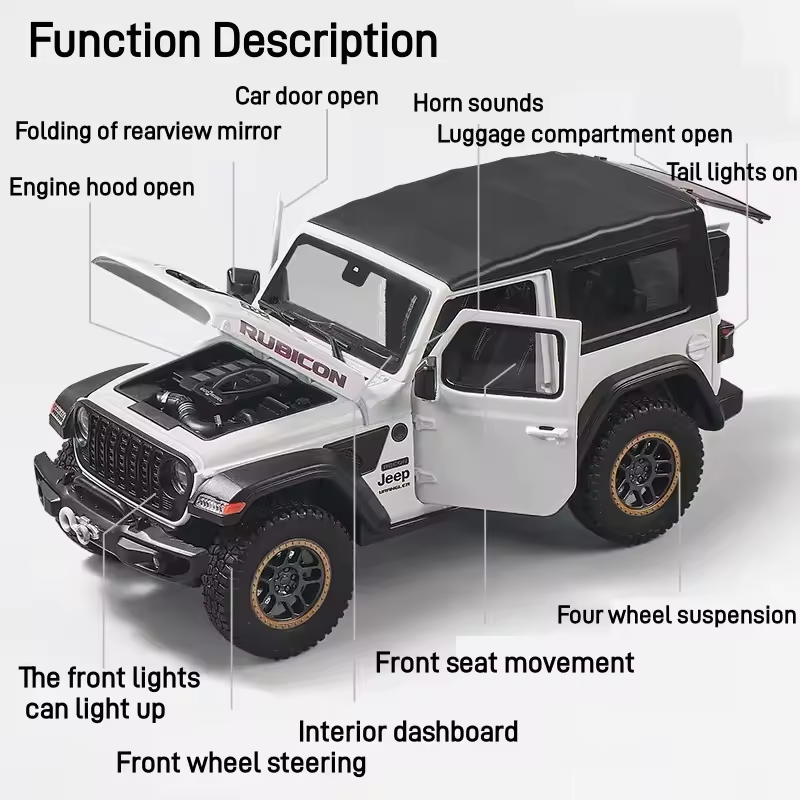 1:18 Diecast Jeep Wrangler Rubicon Model