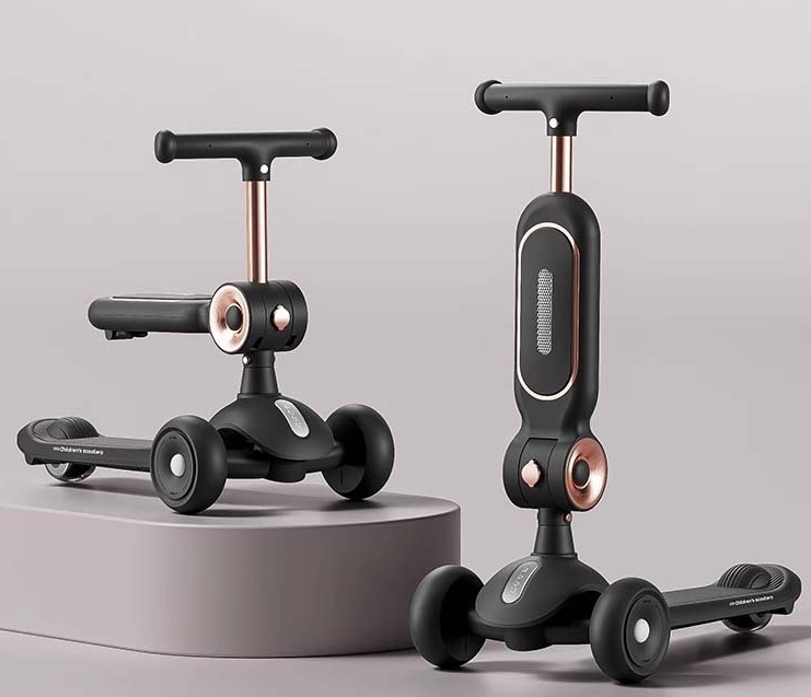 2in1 Foldable Kids Scooter With Light & Music - Black