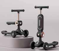 2in1 Foldable Kids Scooter With Light & Music - Black