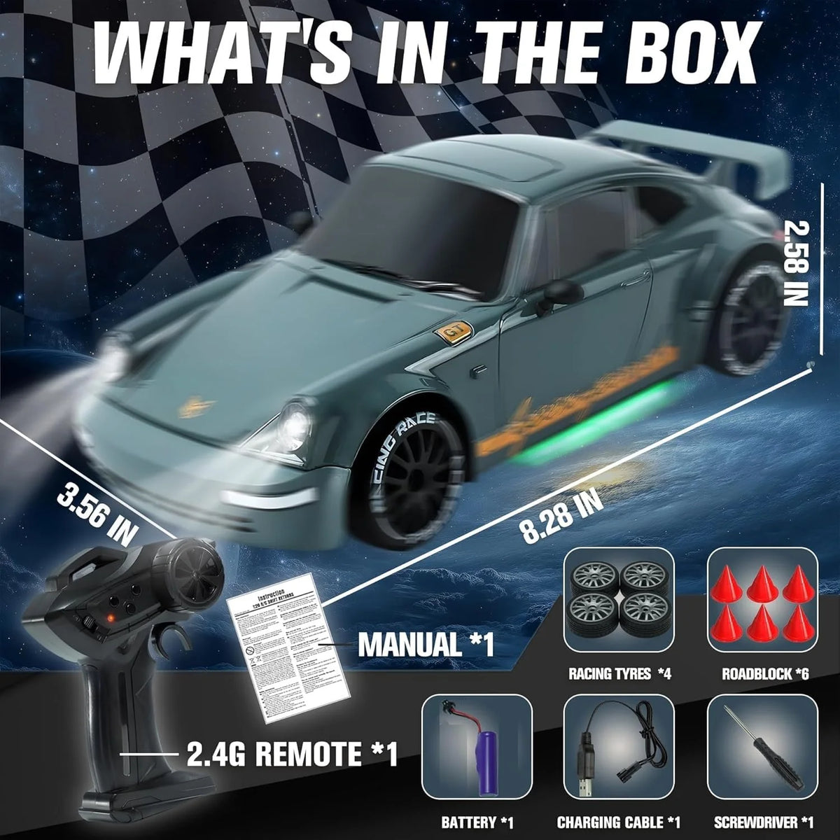 2.4GHz RC 1:24 Mini Porsche Drifting Car
