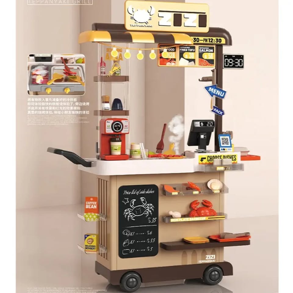 83Pcs Kids Pretend Teppanyaki Grill Kitchen Set