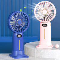 Rechargeable Digital Display Fan With Mobile Phone Bracket
