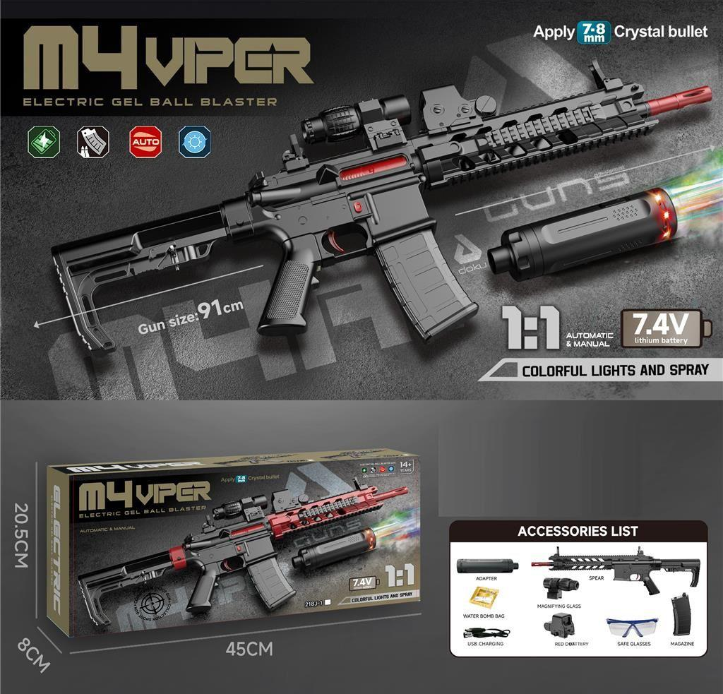 1:1 Electric M4 Viper Gel Blaster Shooting Gun With Smoke Muffler