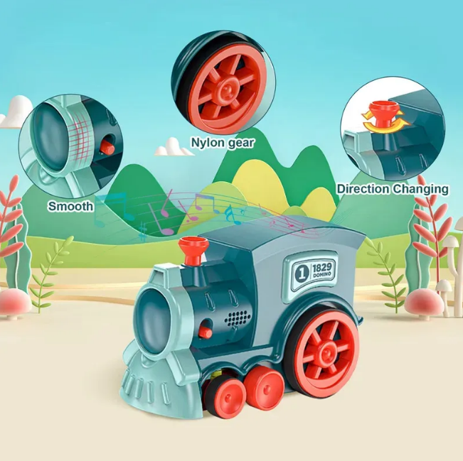 Electric Automatic Laying Domino Train With Light & Sound