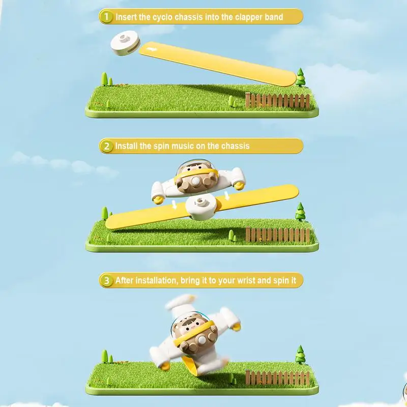 3Pcs Space Themed Baby Spinning Rattles