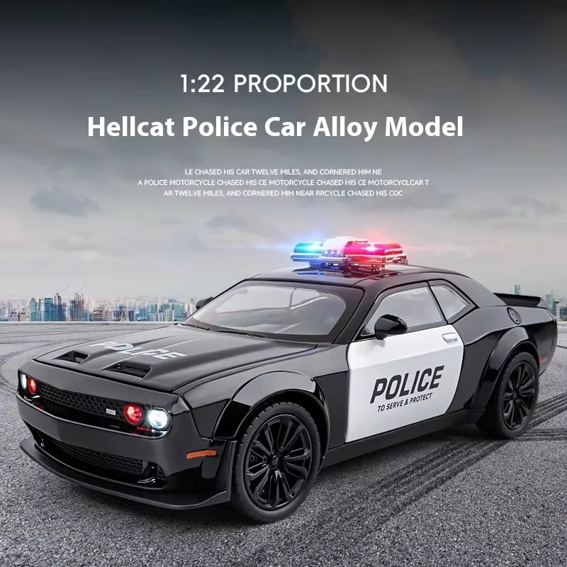 1:22 Diecast Dodge Challenger Hellcat Police Model Car