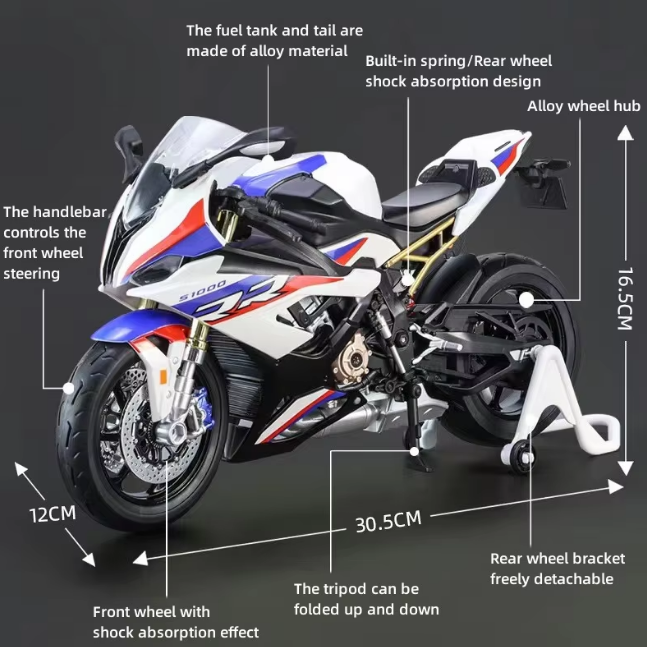 1:9 Diecast BMW S1000RR Model Bike