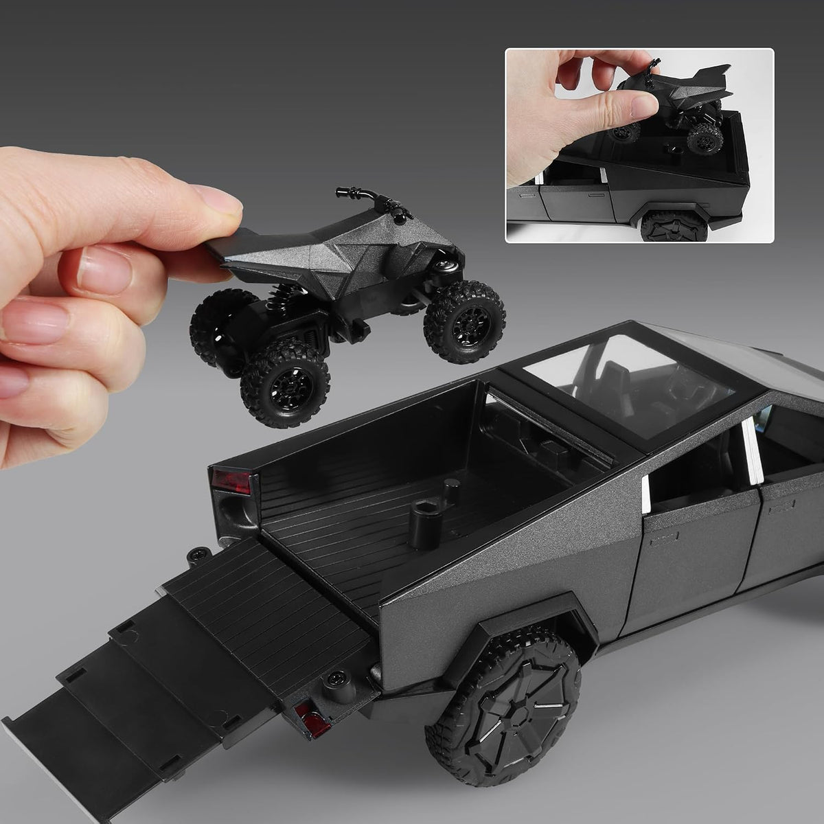 1:24 Diecast Tesla Model With Quad Bike