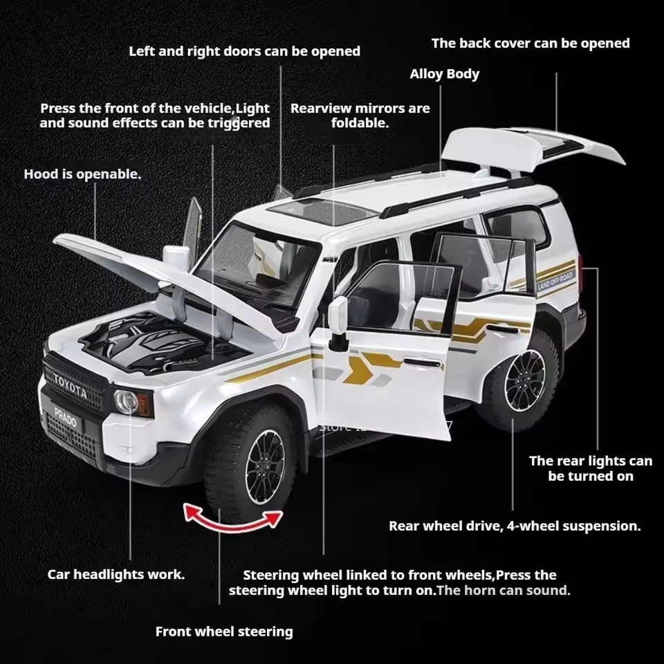 1:24 Diecast Toyota Land Cruiser Prado LC250 Model