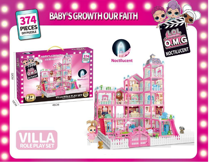 374Pcs L.O.L Villa Doll House Play Set