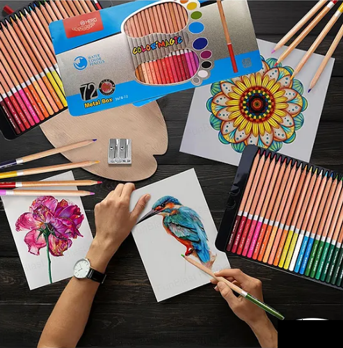 72Pcs Water Color Pencils Set With Tin Box