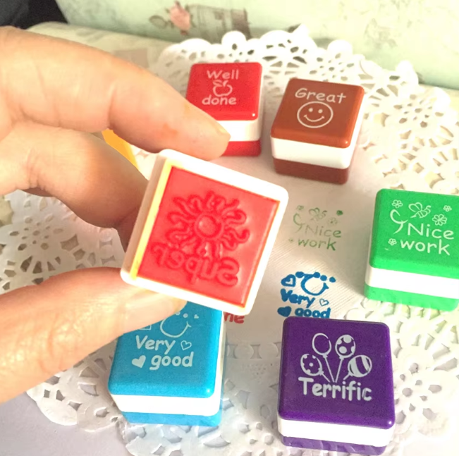6Pcs Mini Self Inking Reward Stamp Set