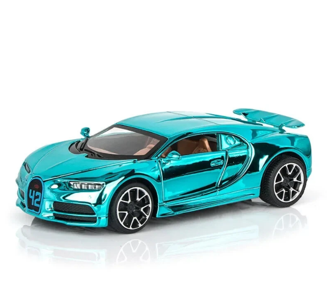 1:32 Diecast Bugatti Chiron With Acrylic Display Box - Aqua Blue